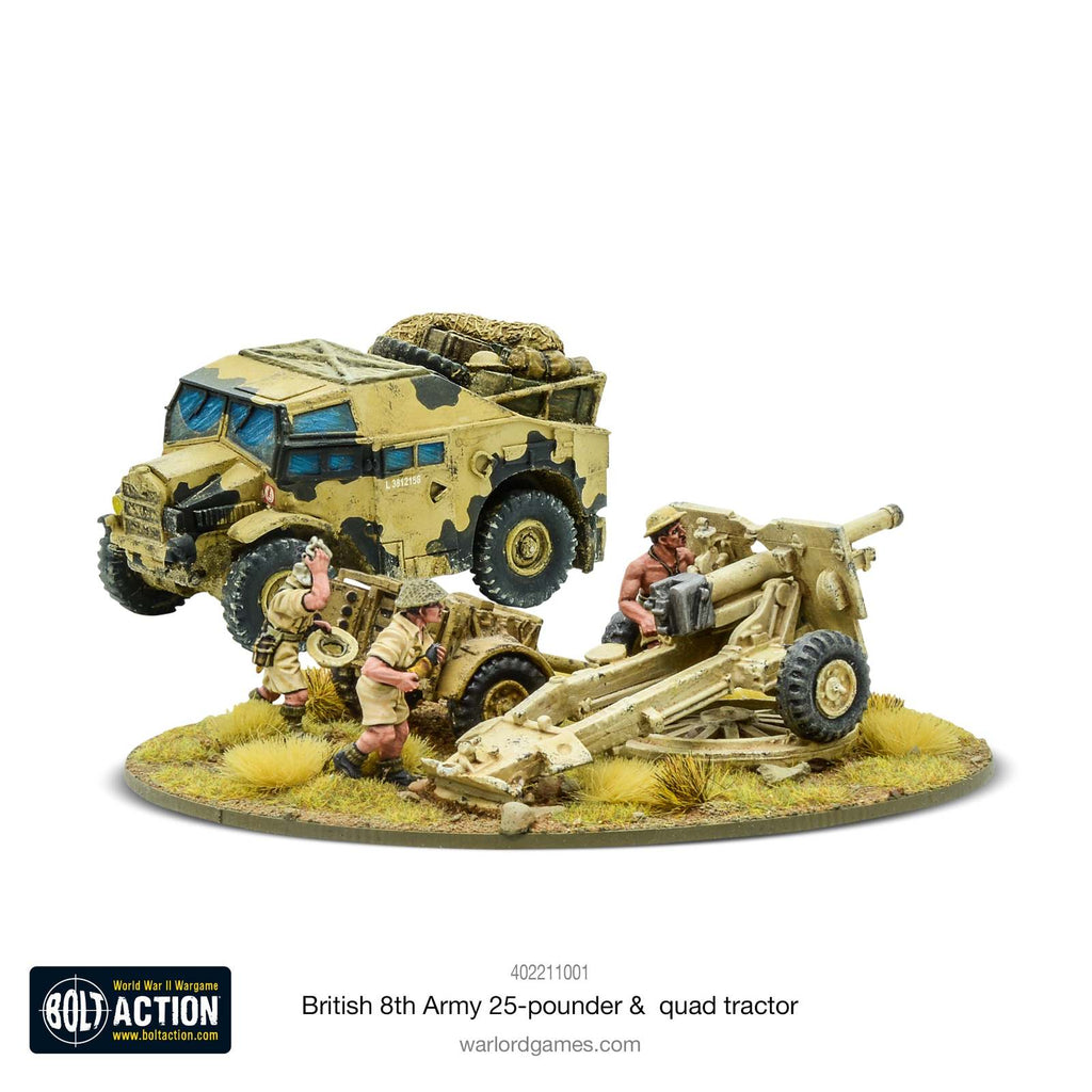 Bolt Action - 8th Army 25 Pounder Light Artillery, Quad & Limber