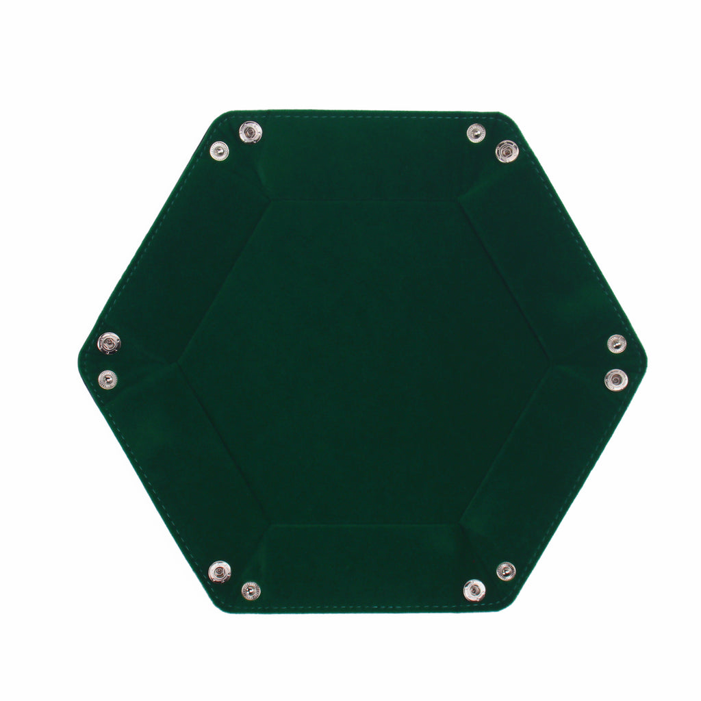 Hexagonal Velvet Dice Tray (Green)