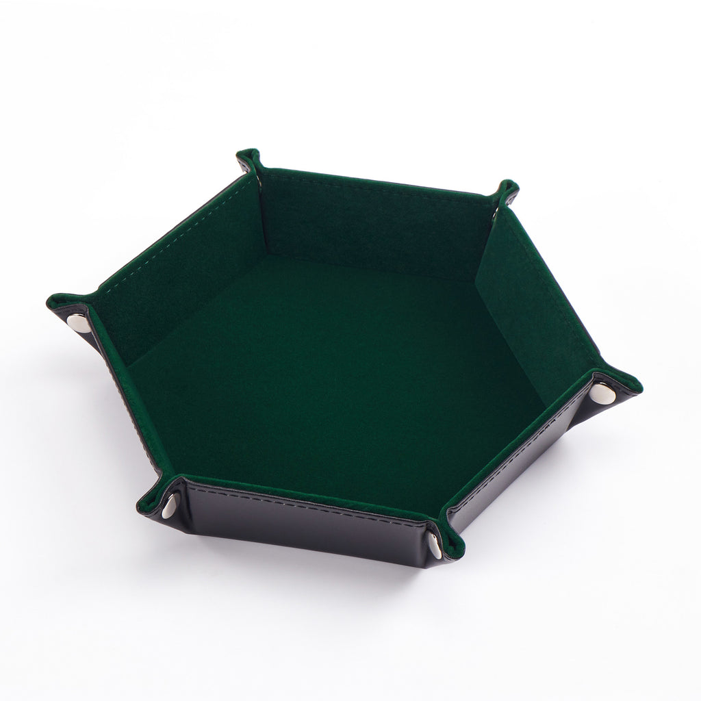 Hexagonal Velvet Dice Tray (Green)