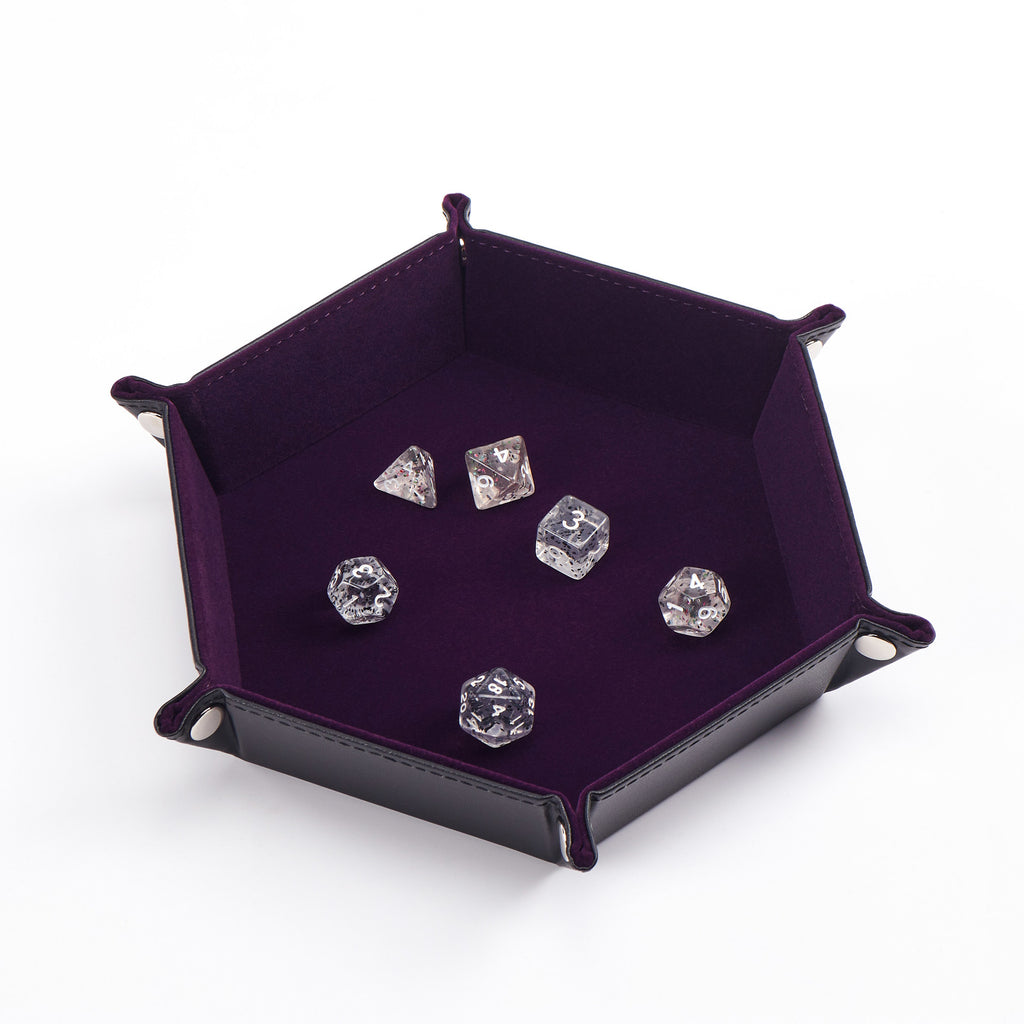 Hexagonal Velvet Dice Tray (Purple)