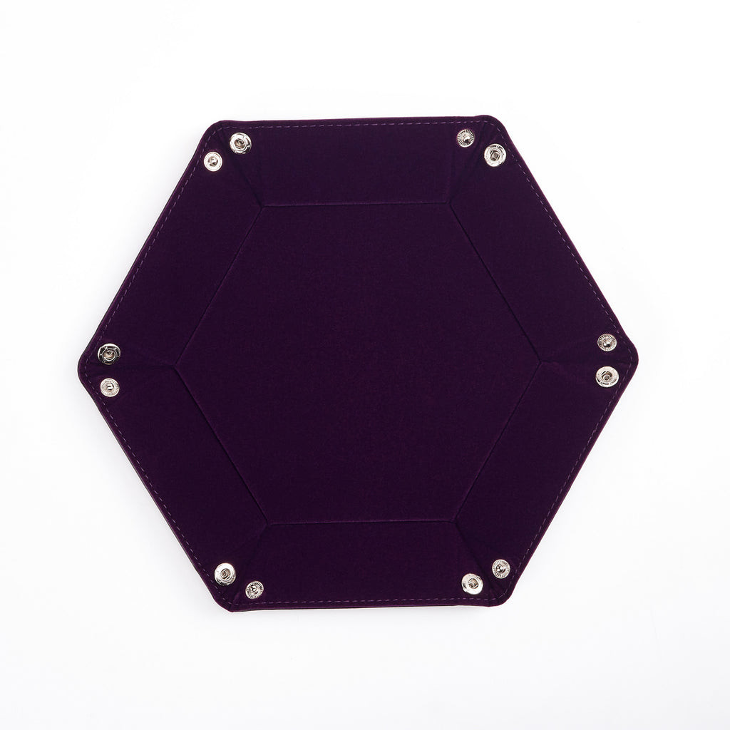 Hexagonal Velvet Dice Tray (Purple)