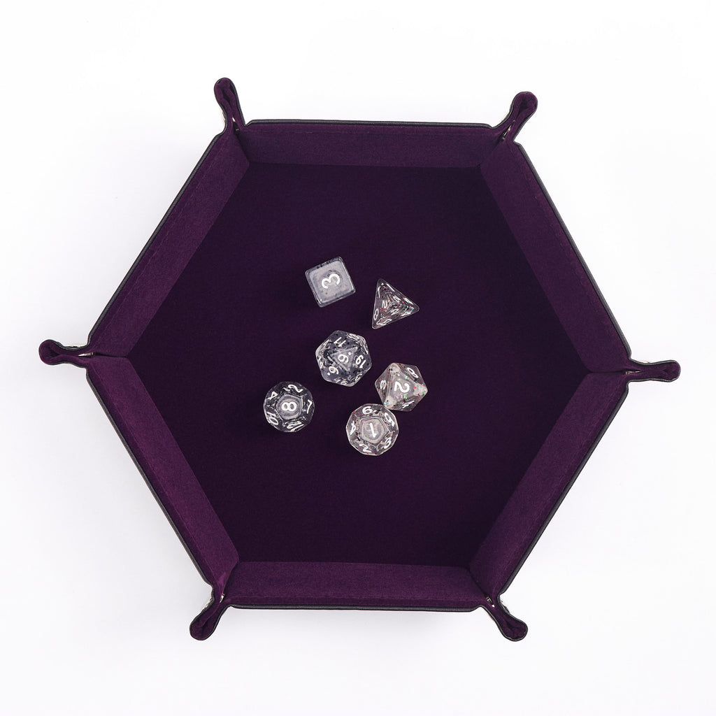 Hexagonal Velvet Dice Tray (Purple)