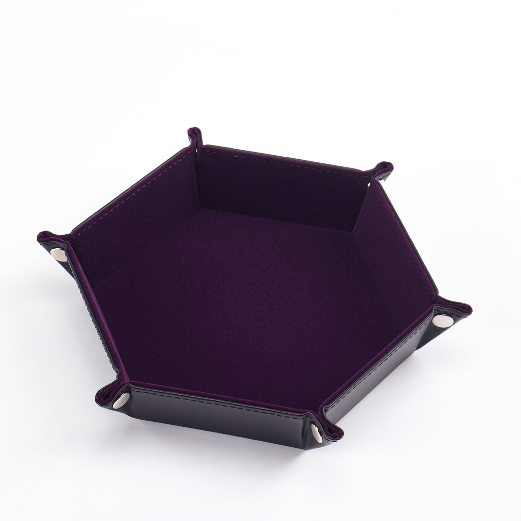 Hexagonal Velvet Dice Tray (Purple)