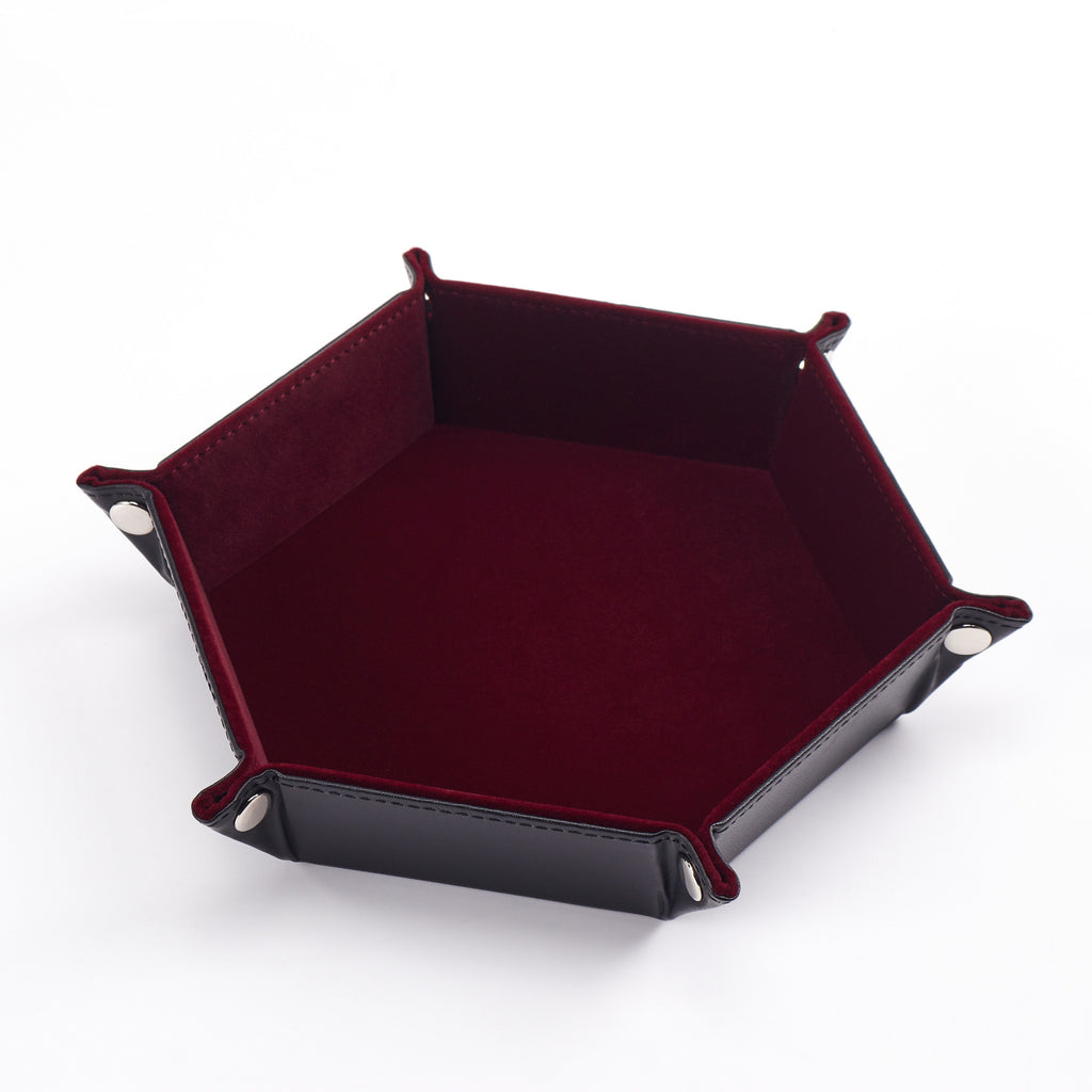 Hexagonal Velvet Dice Tray (Red)