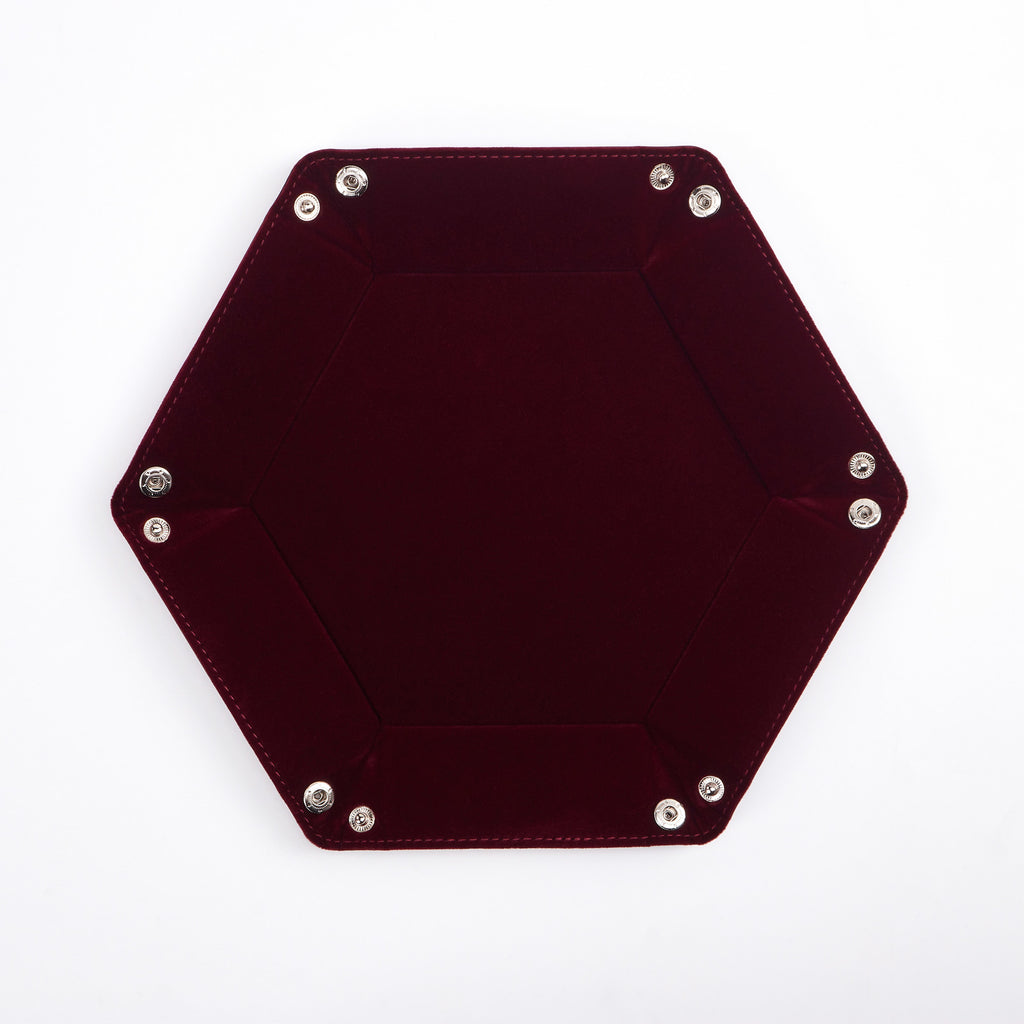 Hexagonal Velvet Dice Tray (Red)