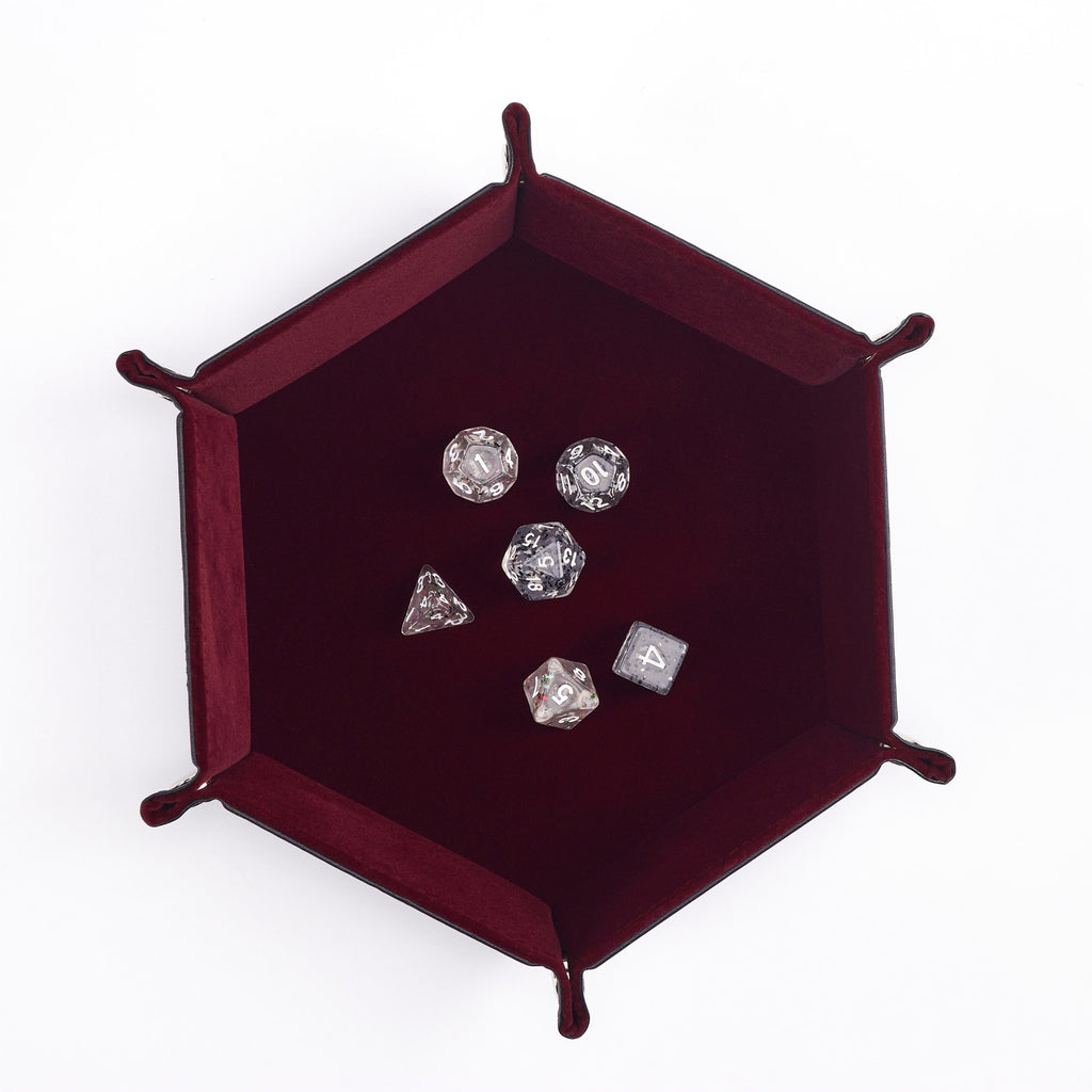 Hexagonal Velvet Dice Tray (Red)