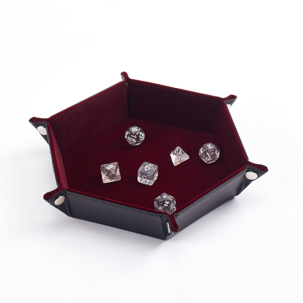 Hexagonal Velvet Dice Tray (Red)