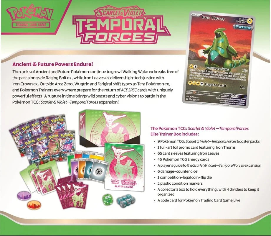 Pokemon TCG: Scarlet & Violet - Temporal Forces - Elite Trainer Box (Iron Leaves)