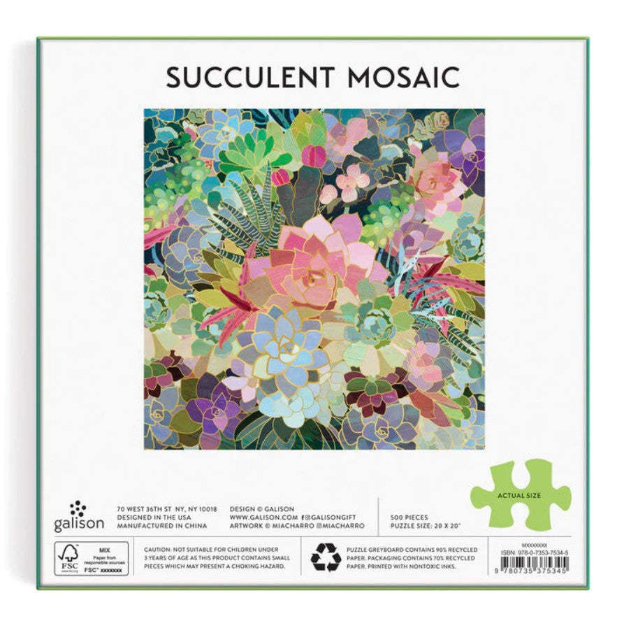 Galison: Succulent Mosaic - Foil Puzzle (500pc Jigsaw) Board Game