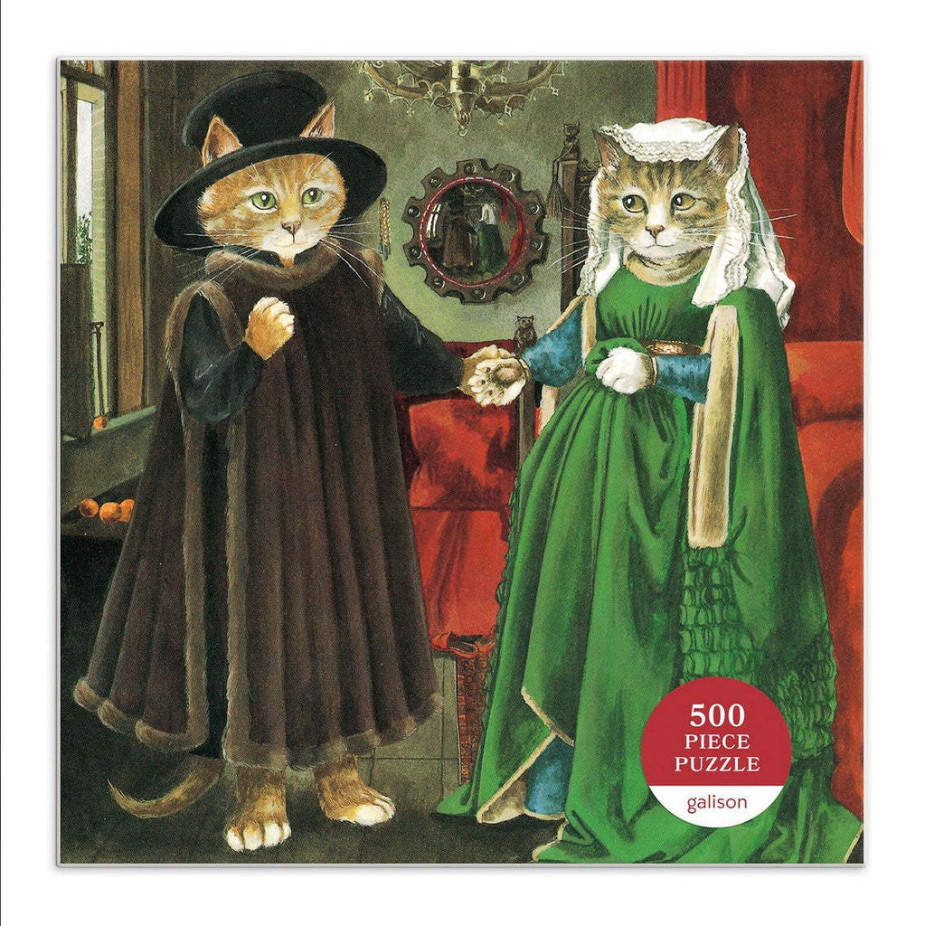 Galison: The Arnolfini Marriage Meowsteroiece of Western Art Puzzle (500pc Jigsaw) Board Game