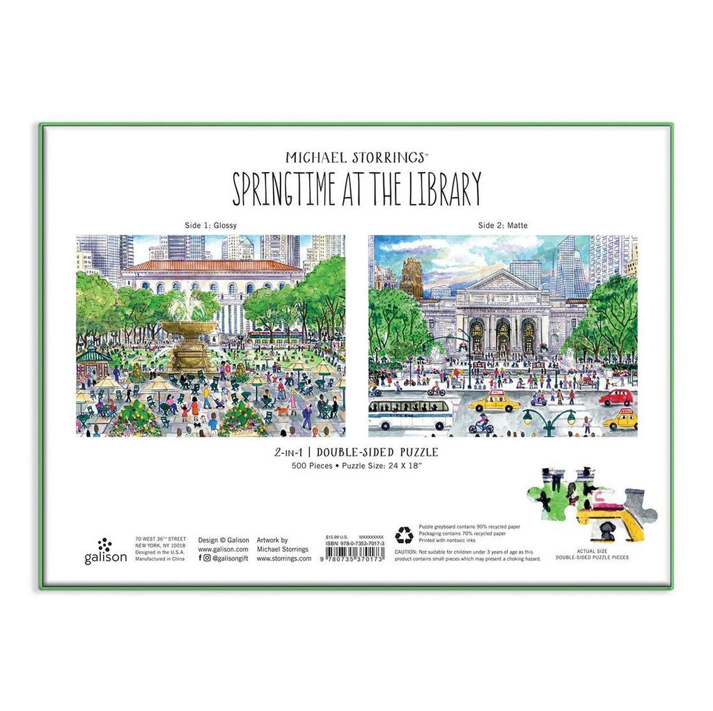 Galison: Michael Storrings Springtime at the Library - Double-Sided Puzzle (500pc Jigsaw) Board Game