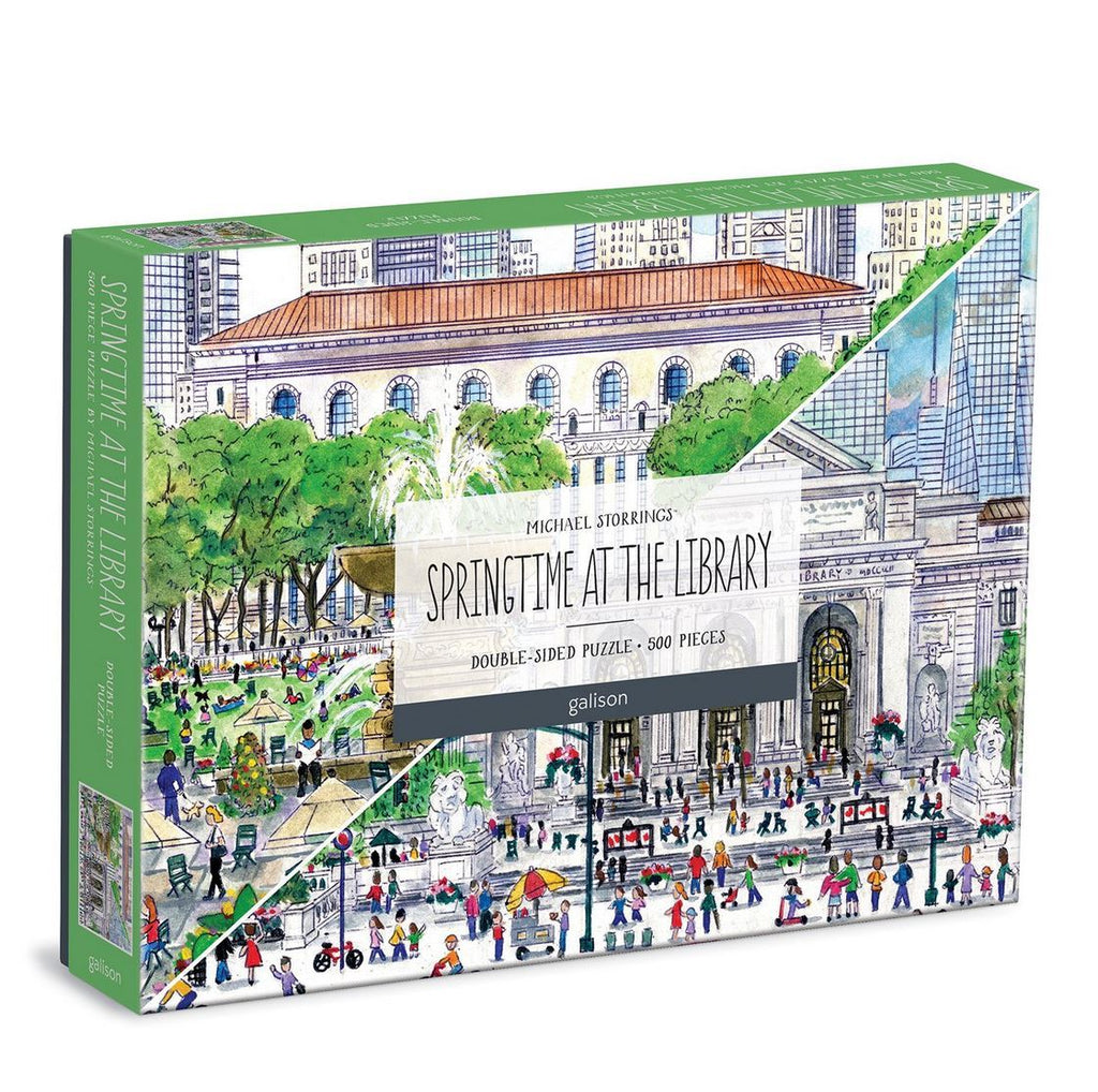 Galison: Michael Storrings Springtime at the Library - Double-Sided Puzzle (500pc Jigsaw) Board Game