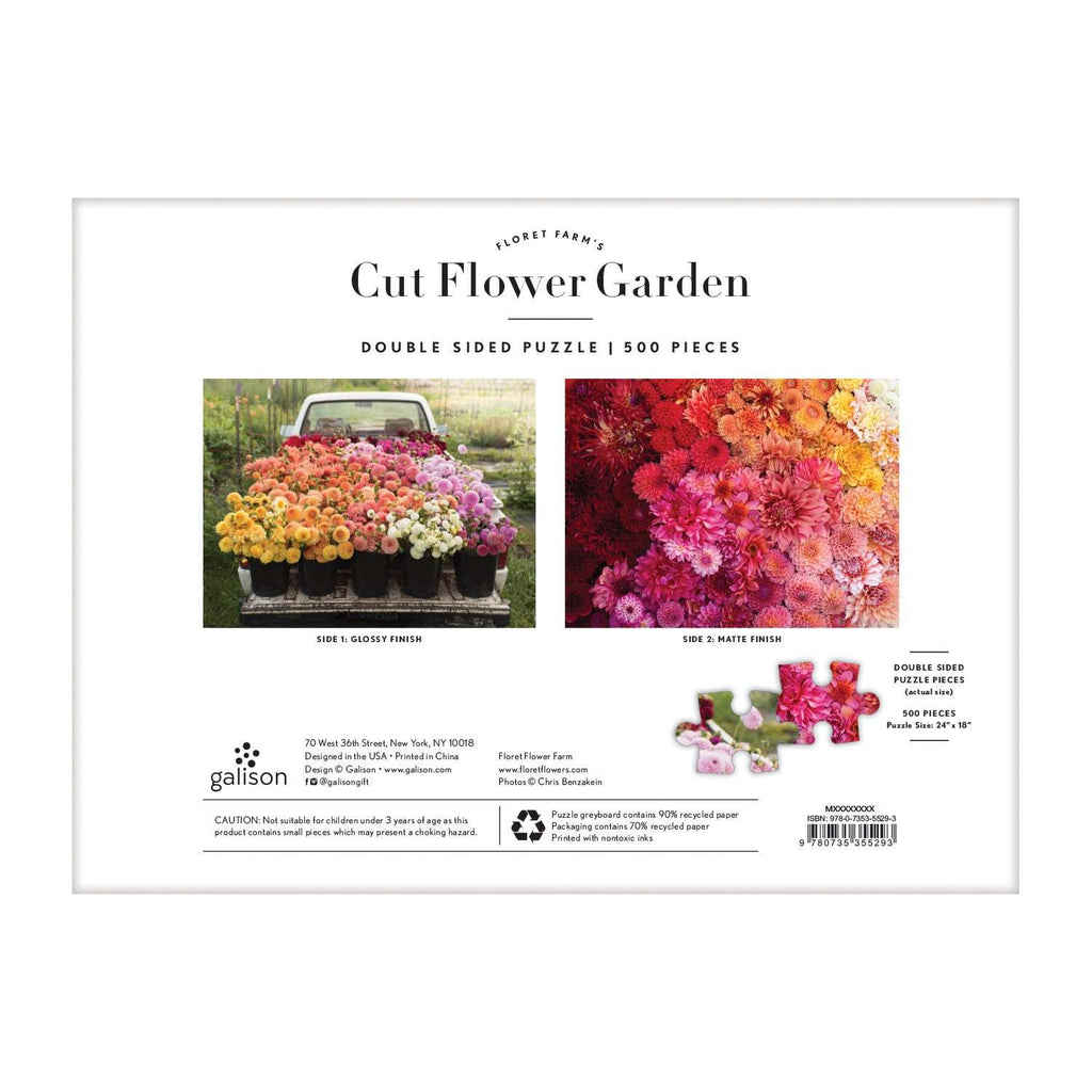 Galison: Floret Farm's Cut Flower Garden - Double Sided Puzzle (500pc Jigsaw) Board Game