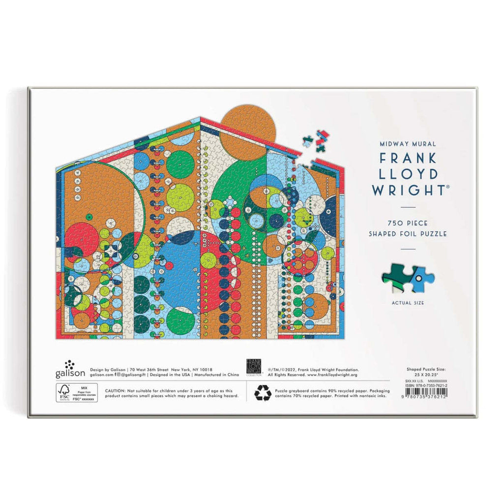 Galison: Frank Lloyd Wright Midway Mural - Shaped Foil Puzzle (750pc Jigsaw) Board Game