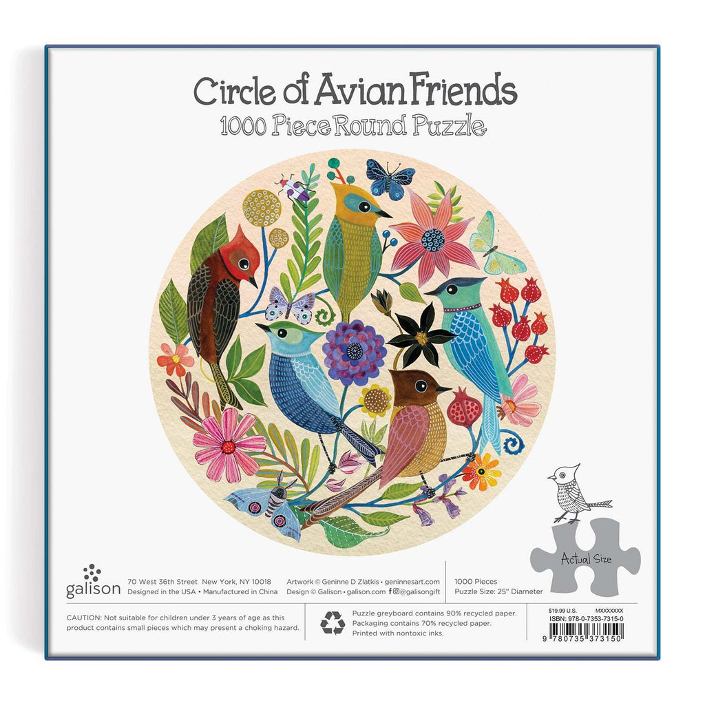Galison: Circle of Avian Friends - Round Puzzle (1000pc Jigsaw) Board Game