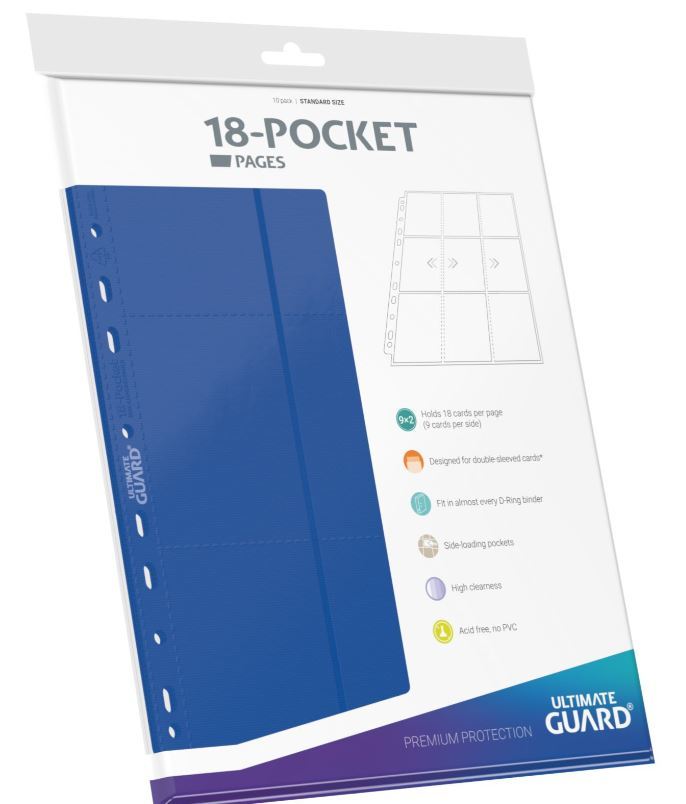 Ultimate Guard: Side-Loading Pages - 18-Pocket (Blue) - 10-Pack