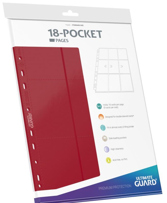 Ultimate Guard: Side-Loading Pages - 18-Pocket (Red) - 10-Pack
