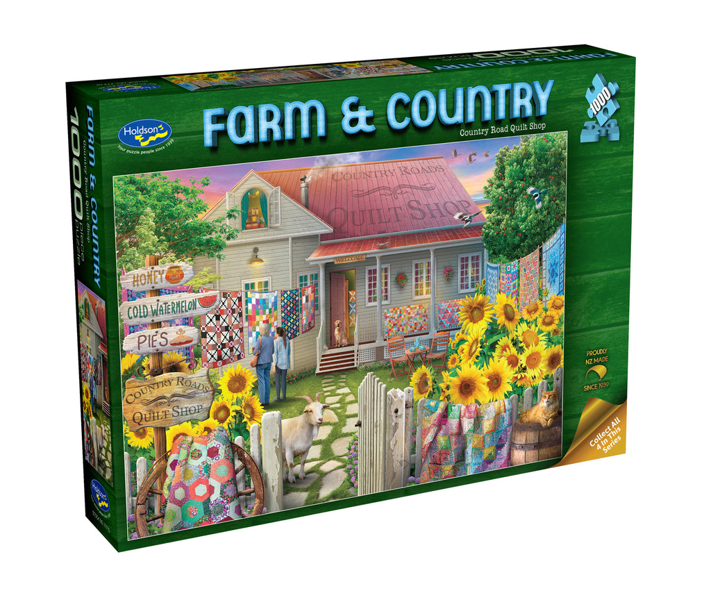 Holdson: Country Road Quilt Shop - Farm & County Puzzles (1000pc Jigsaw) Board Game