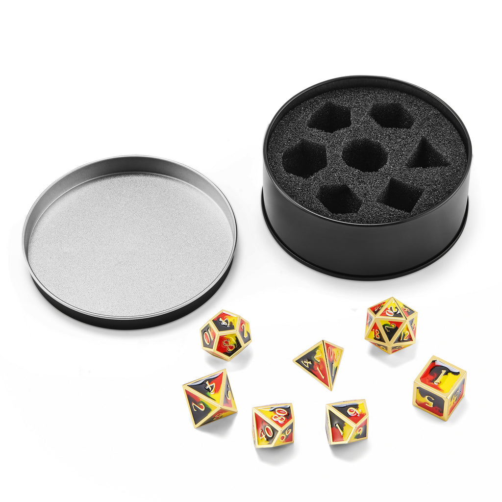 Dudley's Armoury - Tri Colour Jester Infernal Metal Dice Set