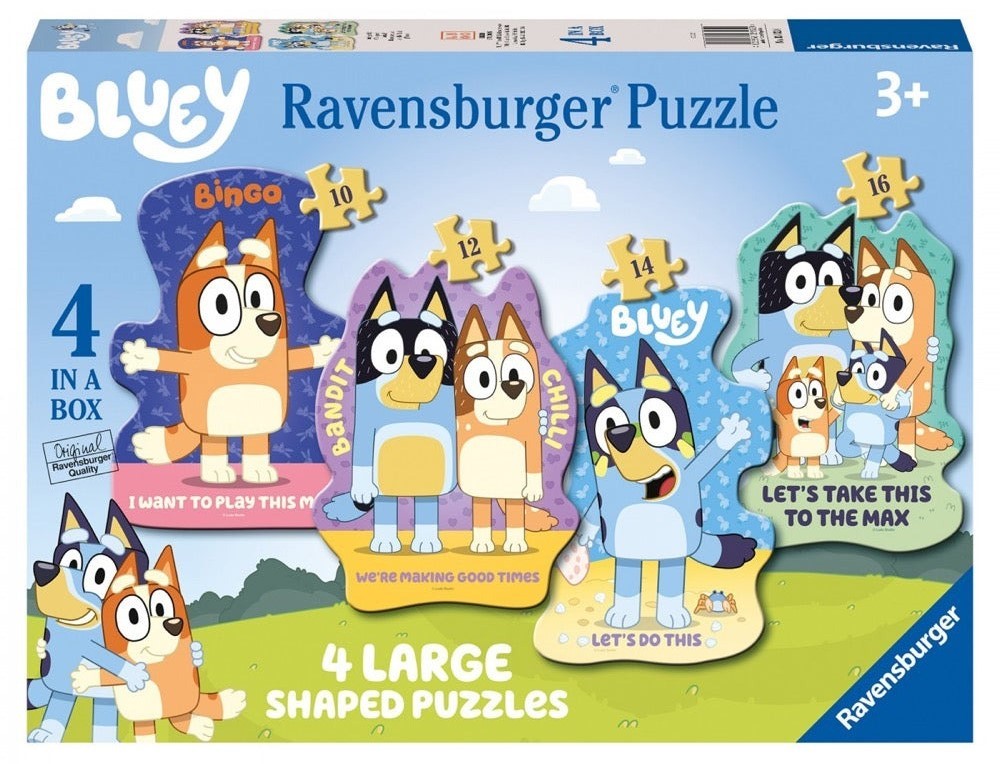 Ravensburger: Bluey - 4 Large Shaped Puzzles (10,12,14,16pc Jigsaws) Board Game