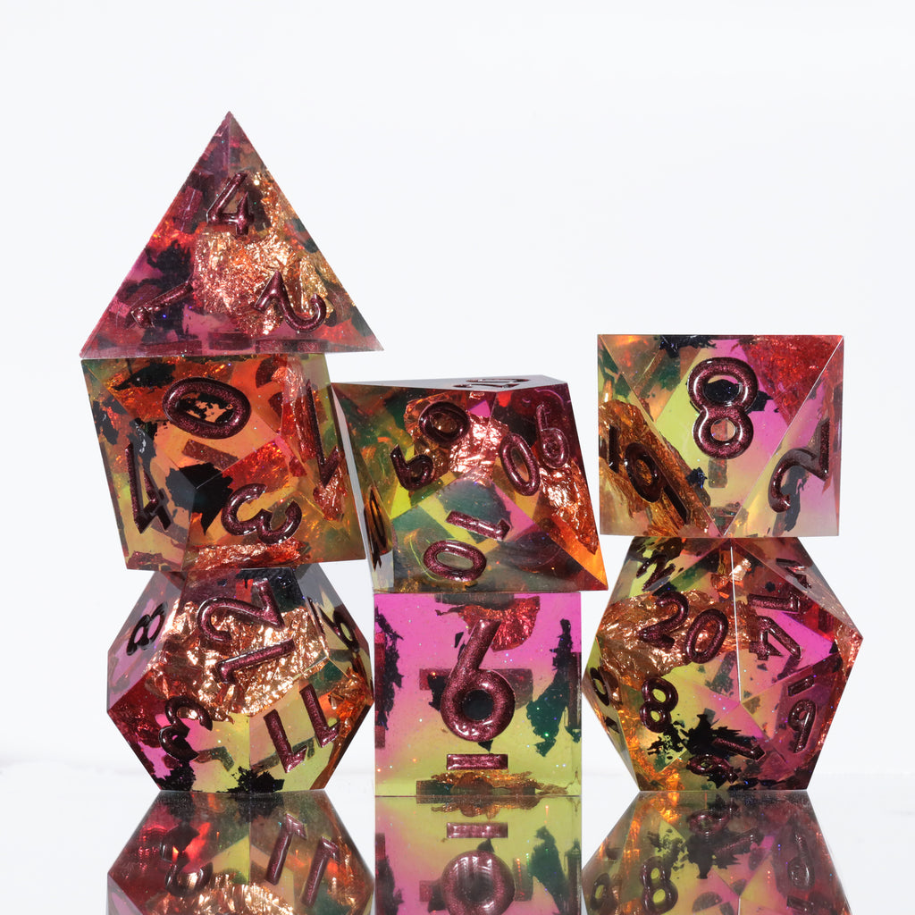 Dudley's Gallery - Spark of Madness Sharp Edge Resin Dice Set