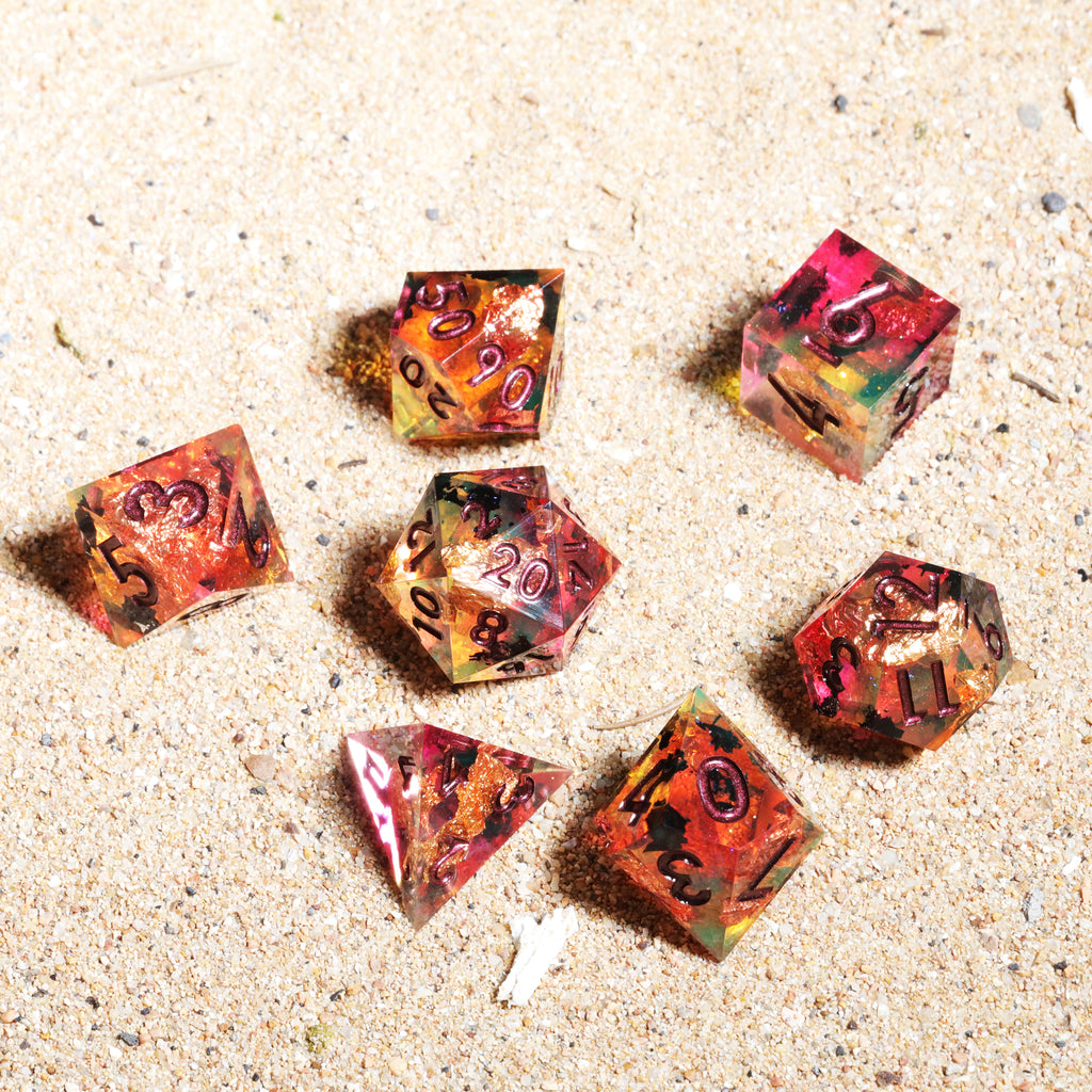 Dudley's Gallery - Spark of Madness Sharp Edge Resin Dice Set