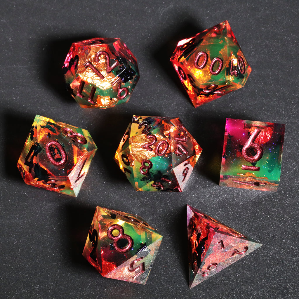 Dudley's Gallery - Spark of Madness Sharp Edge Resin Dice Set