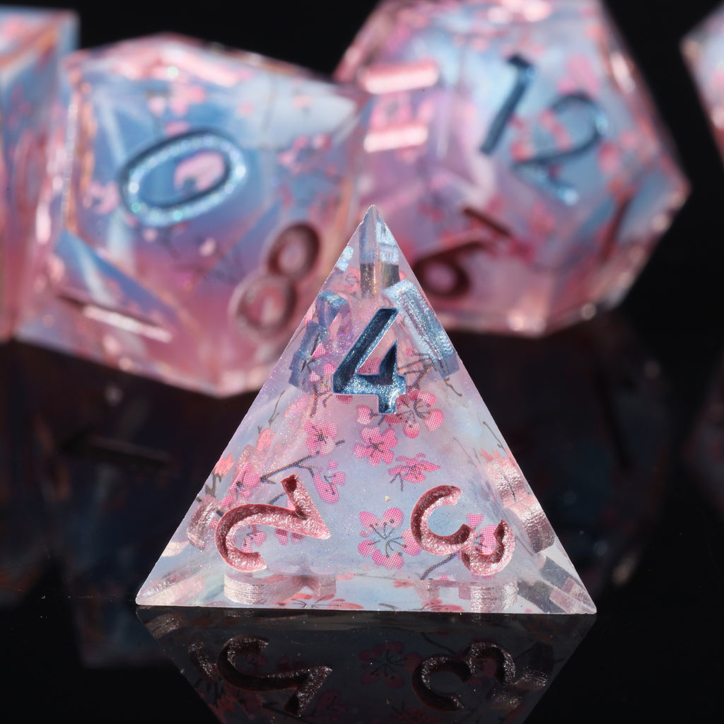 Dudley's Gallery - Sakura on the Wind Sharp Edge Resin Dice Set