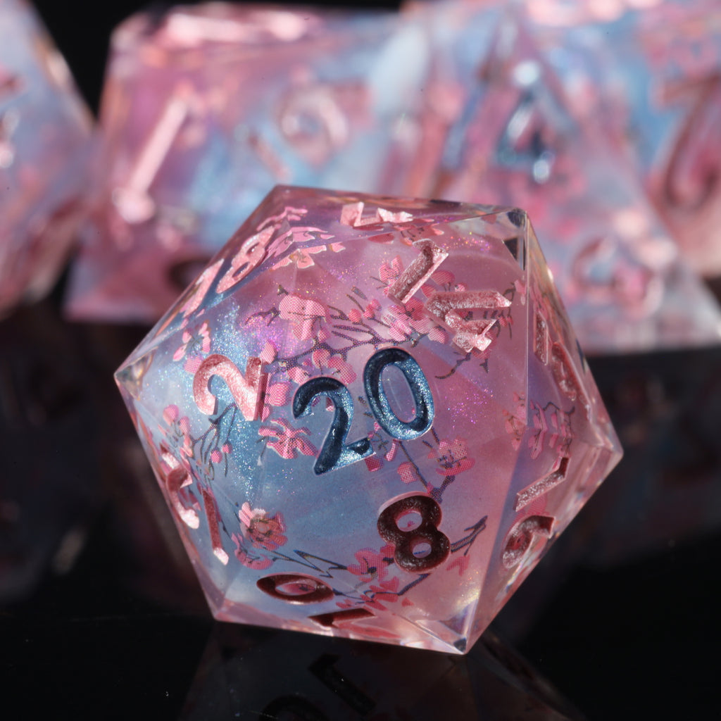 Dudley's Gallery - Sakura on the Wind Sharp Edge Resin Dice Set