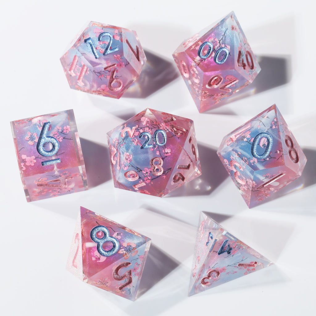 Dudley's Gallery - Sakura on the Wind Sharp Edge Resin Dice Set