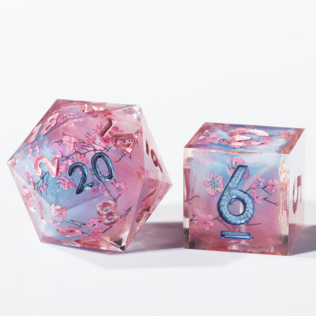 Dudley's Gallery - Sakura on the Wind Sharp Edge Resin Dice Set