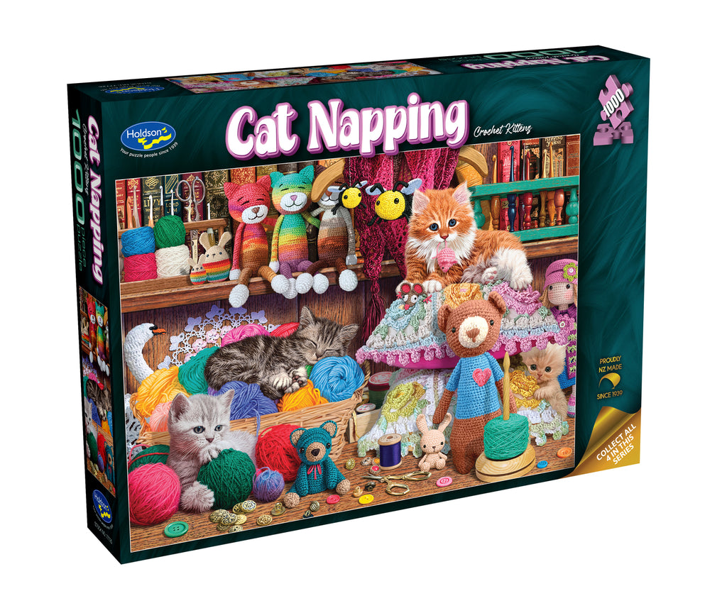 Holdson: Crochet Kittens - Cat Napping Puzzle (1000pc Jigsaw) Board Game