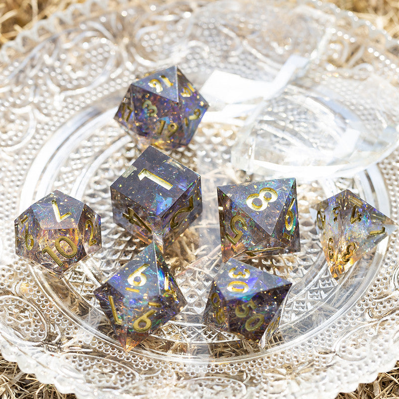 Dudley's Gallery - Shimmering Galaxy Sharp Edge Resin Dice Set