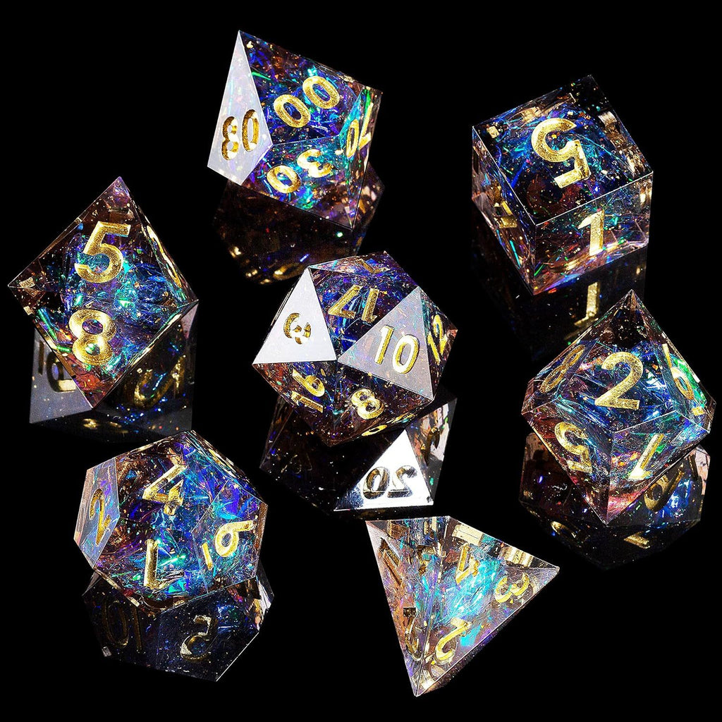 Dudley's Gallery - Shimmering Galaxy Sharp Edge Resin Dice Set