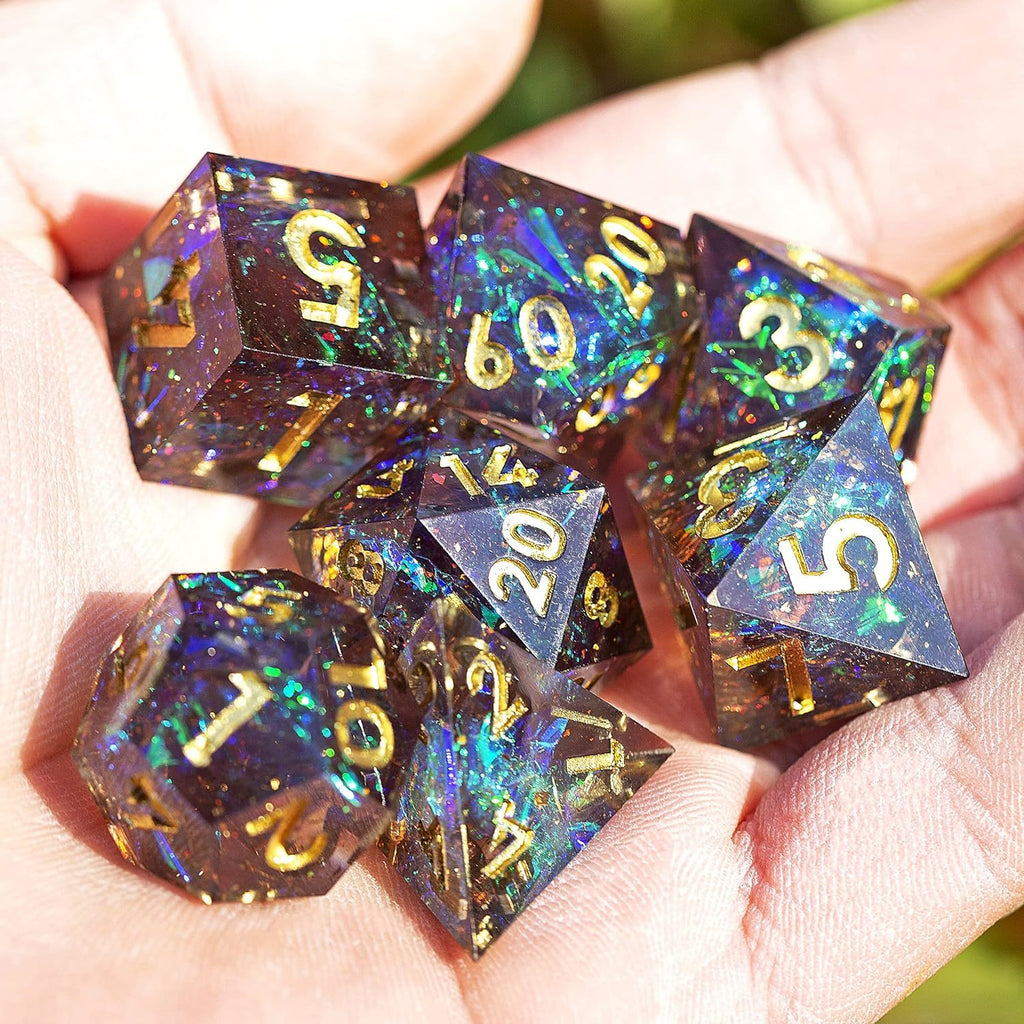 Dudley's Gallery - Shimmering Galaxy Sharp Edge Resin Dice Set