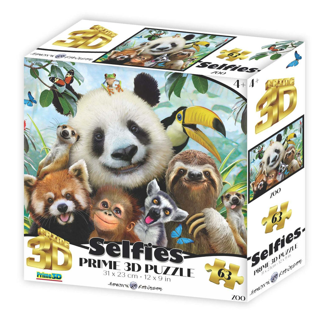 Prime 3D: Zoo Selfie Puzzle (63pc Jigsaw) Board Game