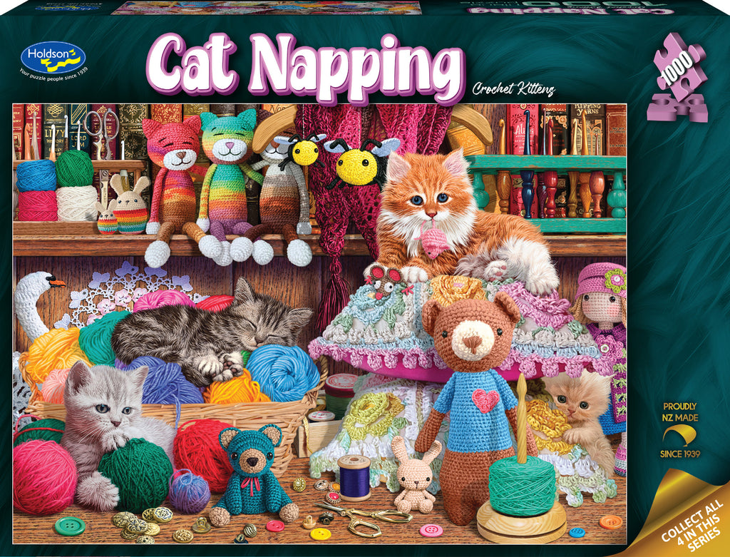 Holdson: Crochet Kittens - Cat Napping Puzzle (1000pc Jigsaw) Board Game