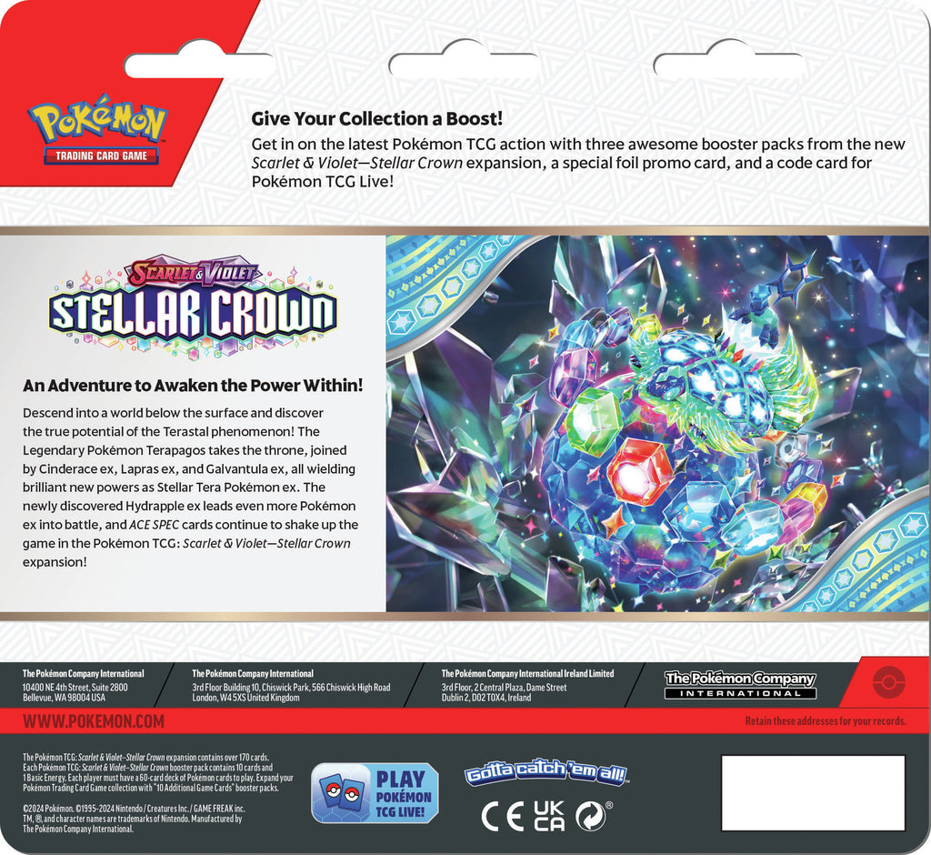 Pokemon TCG: Stellar Crown - Three-Booster Blister (Tinkaton)