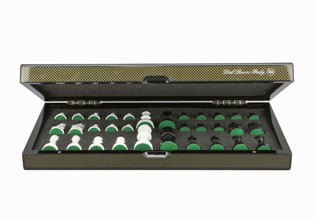 Dal Rossi Carbon Fibre Finish Folding Chess Set - 40cm Board Game