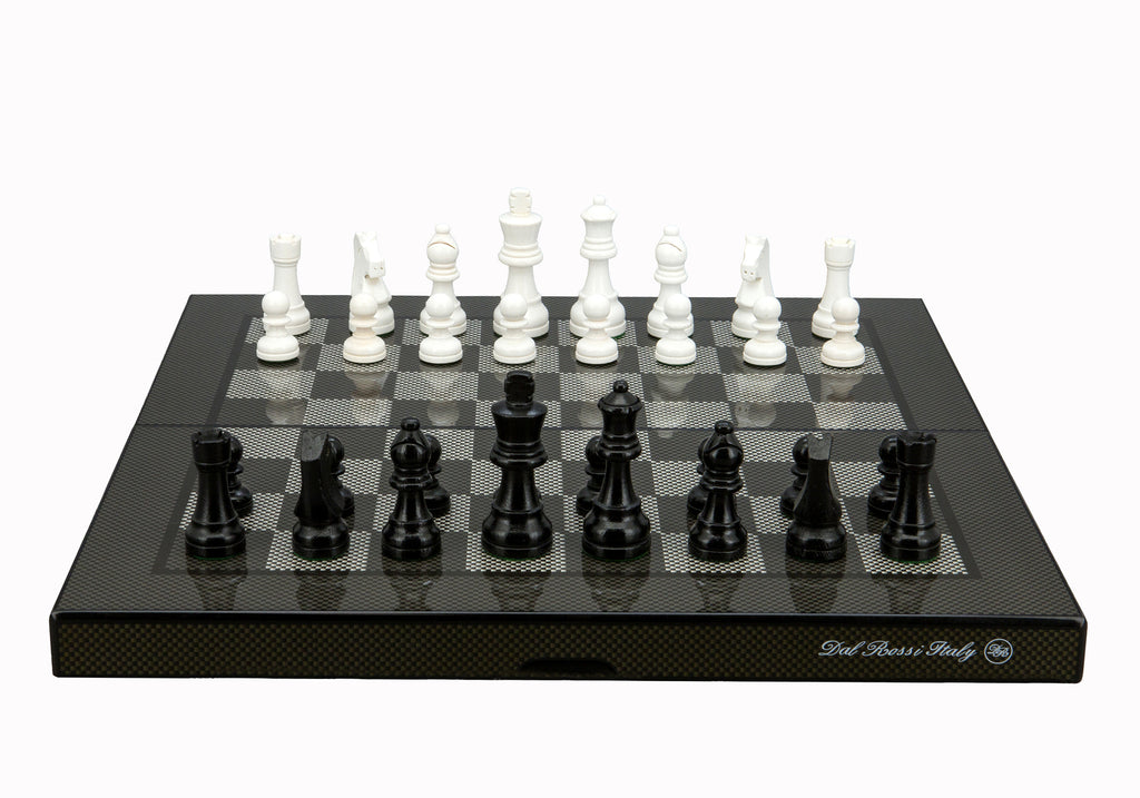 Dal Rossi Carbon Fibre Finish Folding Chess Set - 40cm Board Game