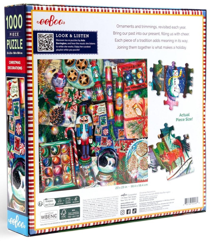 eeBoo: Christmas Decoration - Square Puzzle (1000pc Jigsaw) Board Game