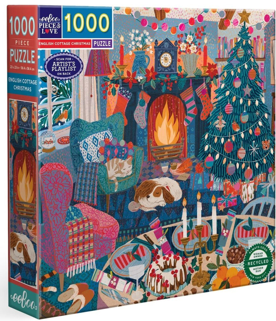 eeBoo: Christmas English Cottage - Square Puzzle (1000pc Jigsaw) Board Game