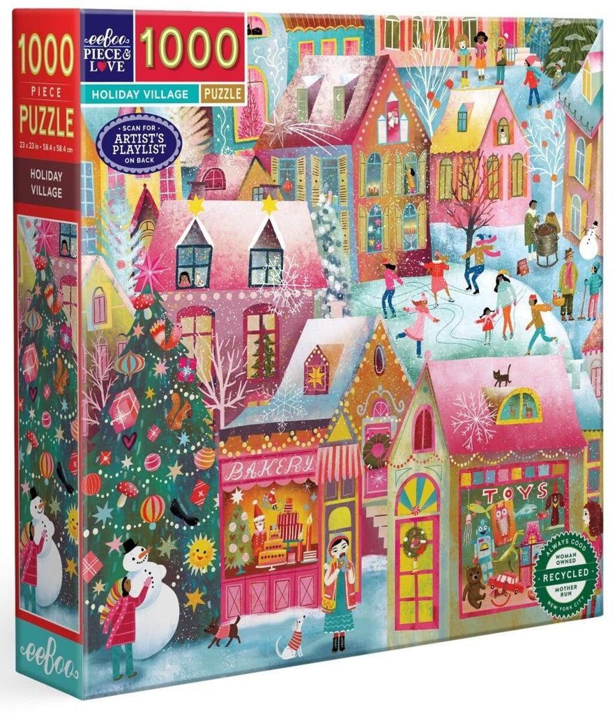 eeBoo: Holiday Village - Square Puzzle (1000pc Jigsaw) Board Game