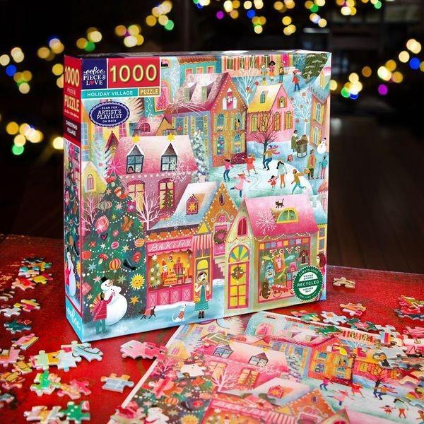 eeBoo: Holiday Village - Square Puzzle (1000pc Jigsaw) Board Game