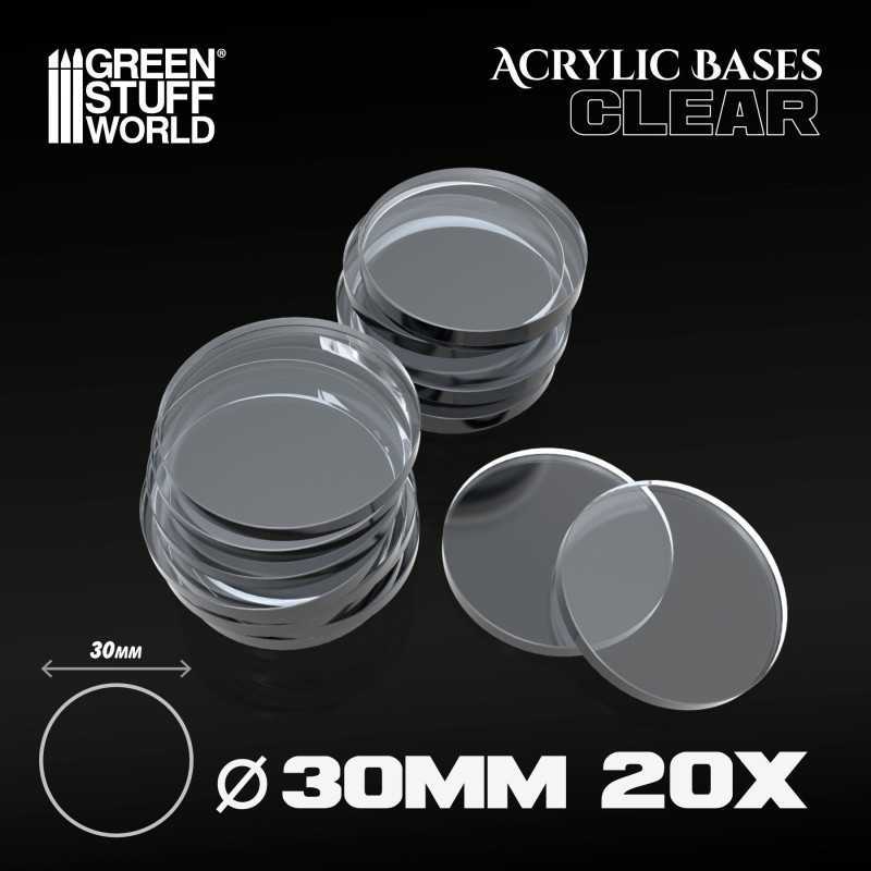 Acrylic Bases - Round 30 mm (Clear)