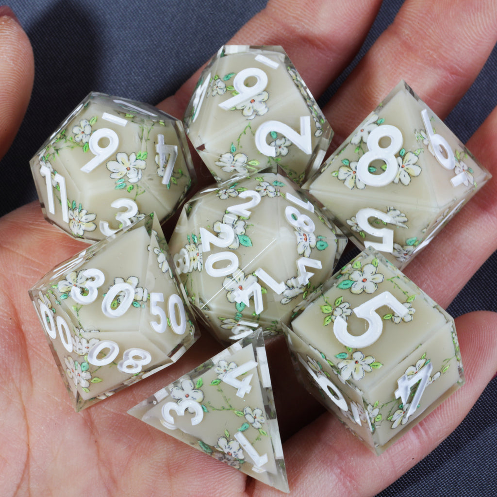 Dudley's Gallery - Tishtrya Blossom Sharp Edge Resin Dice Set