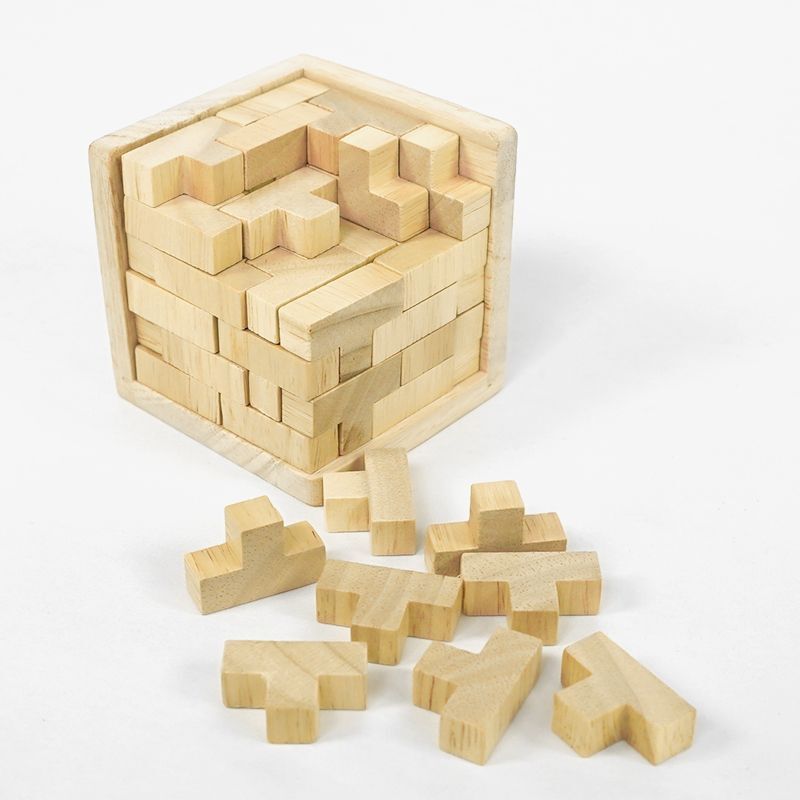 3D Wooden Brain Teaser Puzzle Cube Board Game