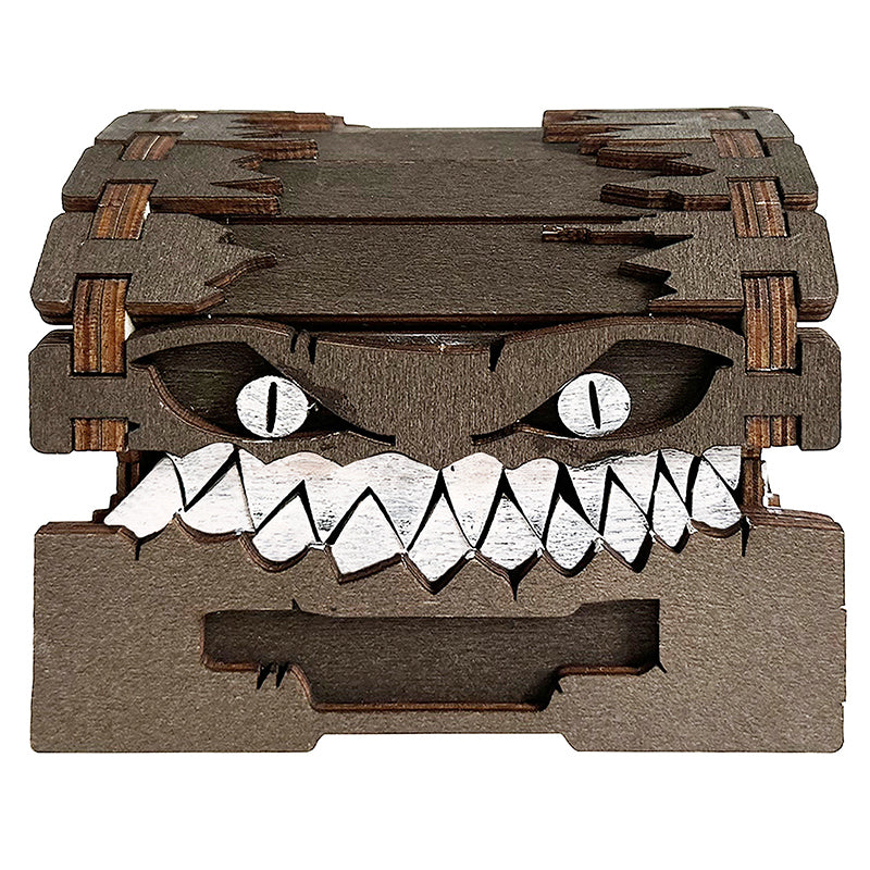 Wooden Mimic Treasure Chest for TTRPG Storage