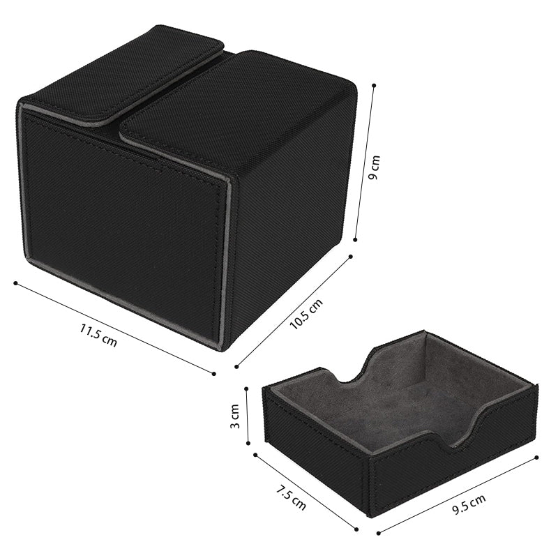 Card Deck Box with Removable Dice Tray - Black