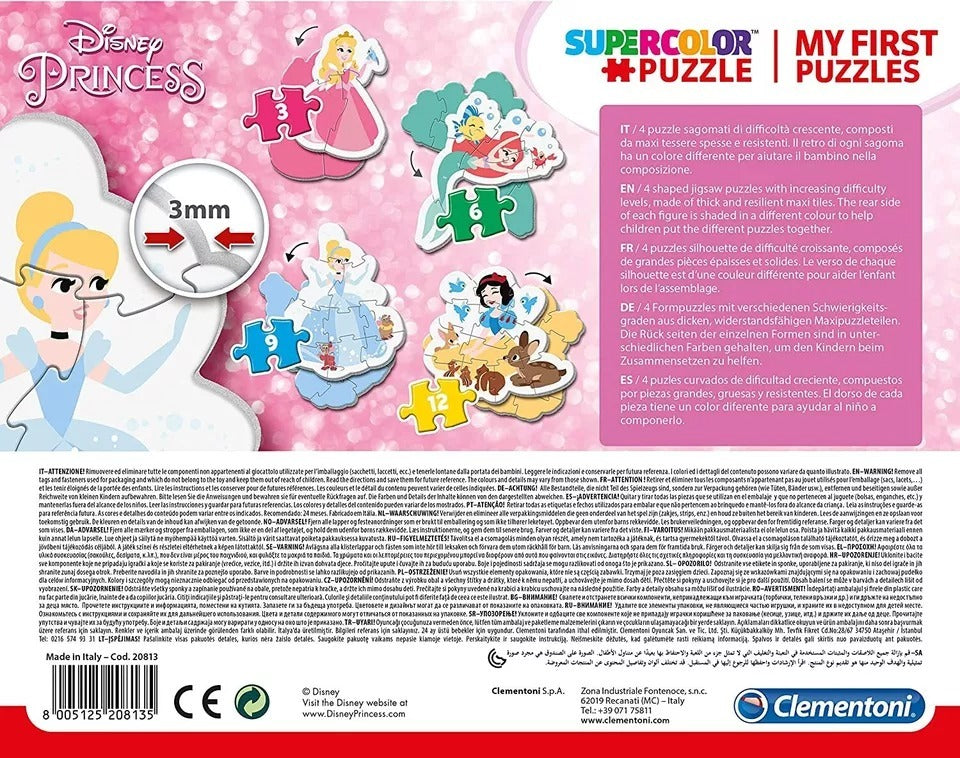 Clementoni: Disney Princess My First - Puzzles (3, 6, 9, 12pc Jigsaws) Board Game
